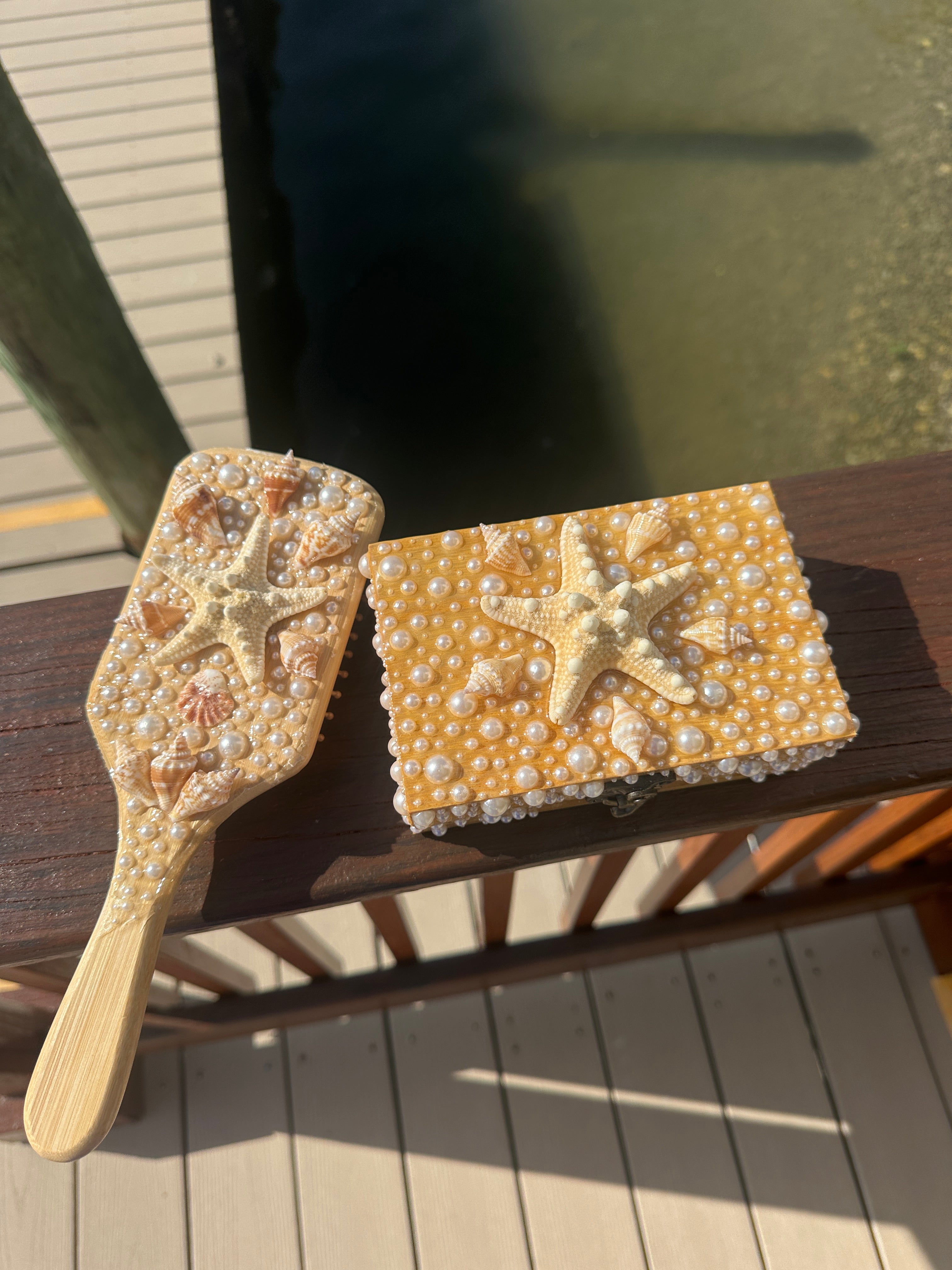Shell Jewelry Box & Hair Brush