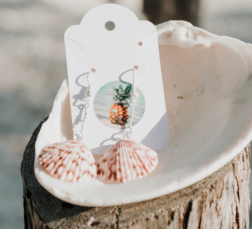 Pink Scallop Earrings