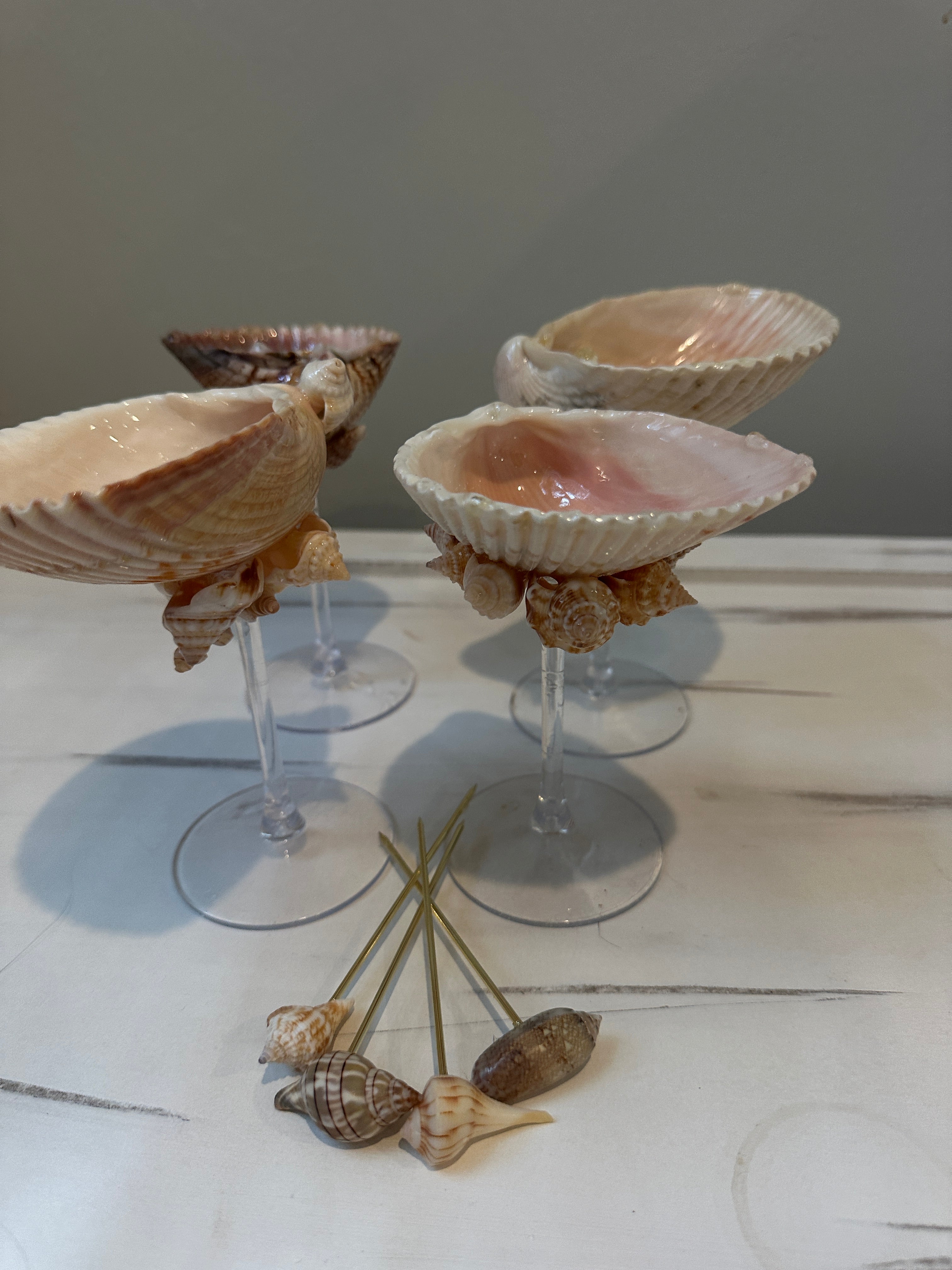 shell martini glasses set