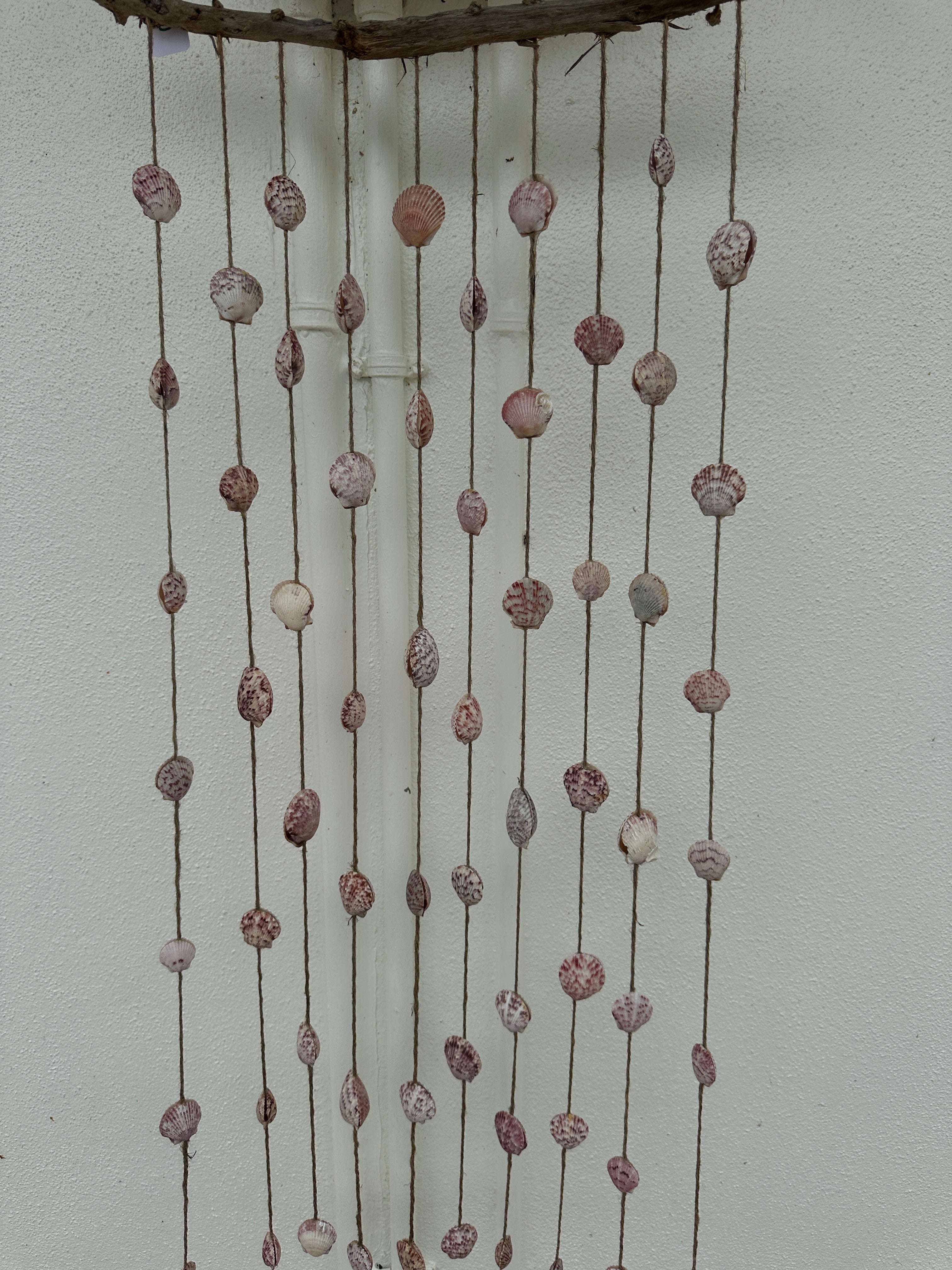 Pink scallop drift wood wind chime