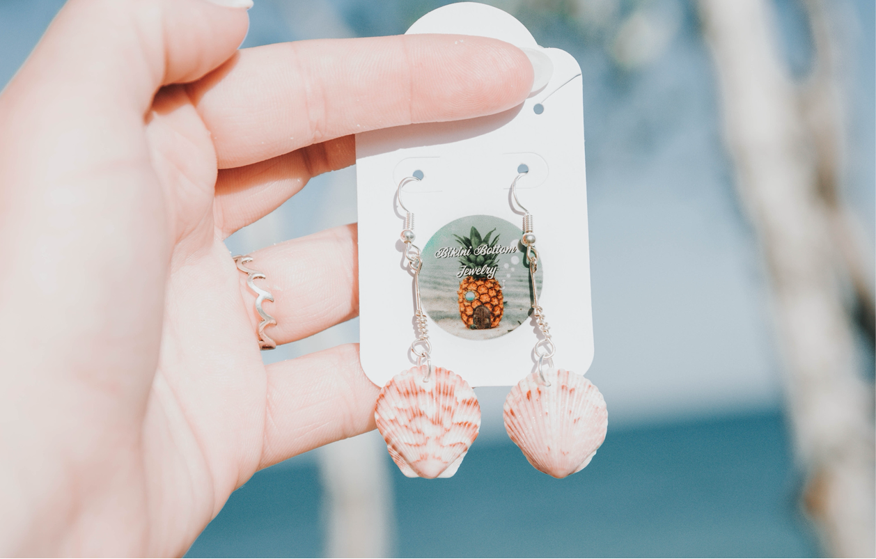 Pink Scallop Earrings