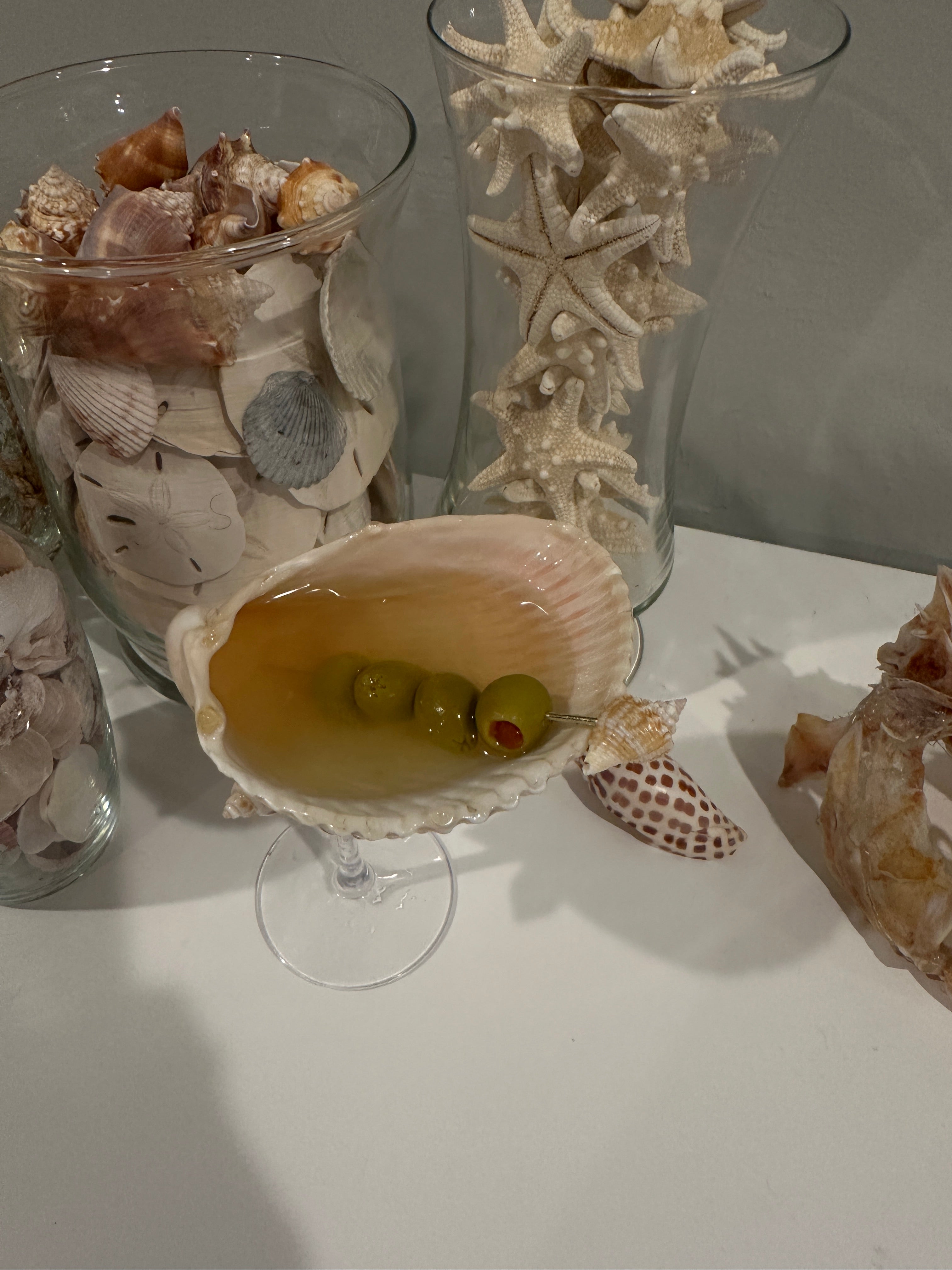 shell martini glasses set