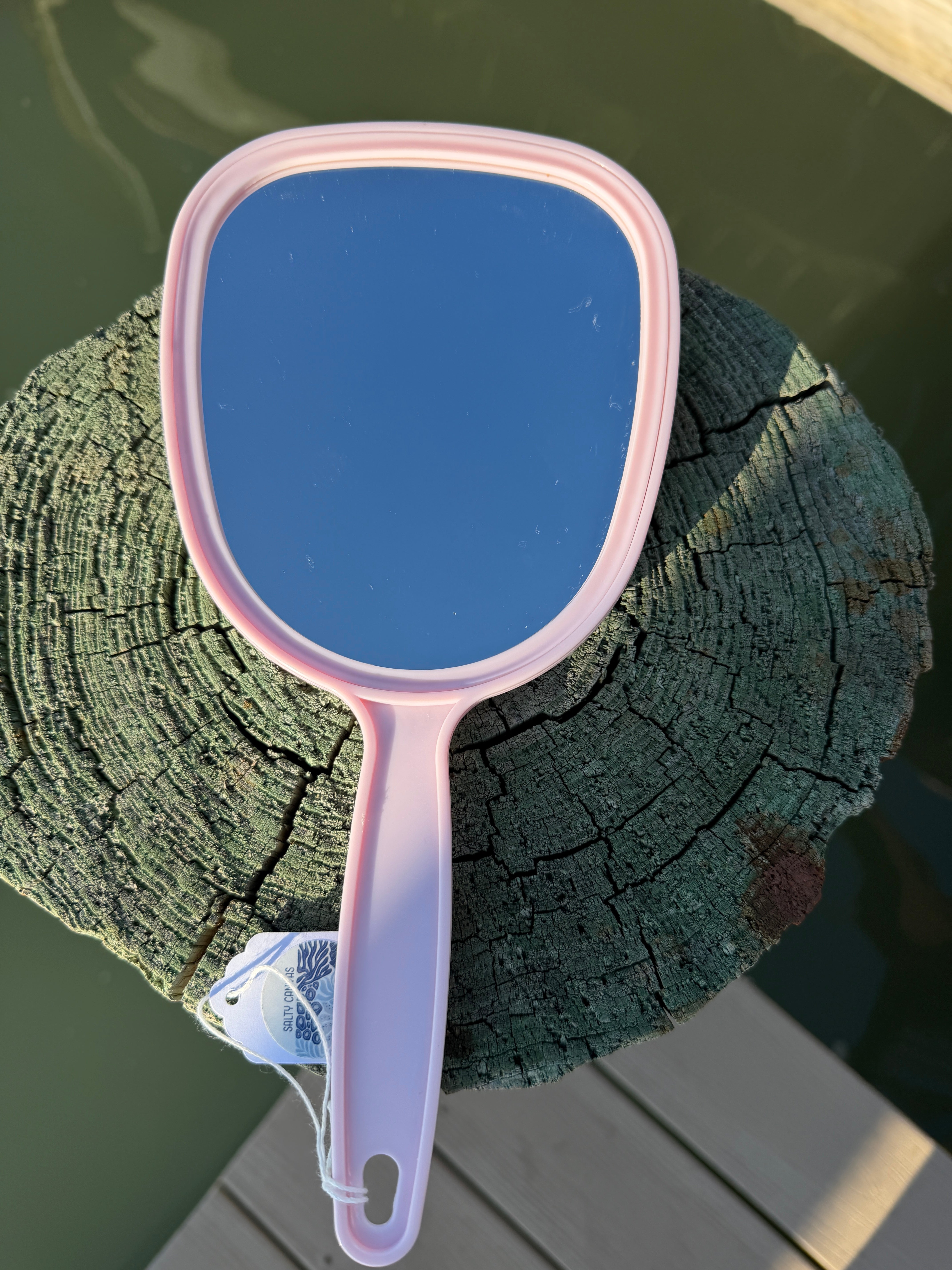 Pink Handheld Shell Mirror