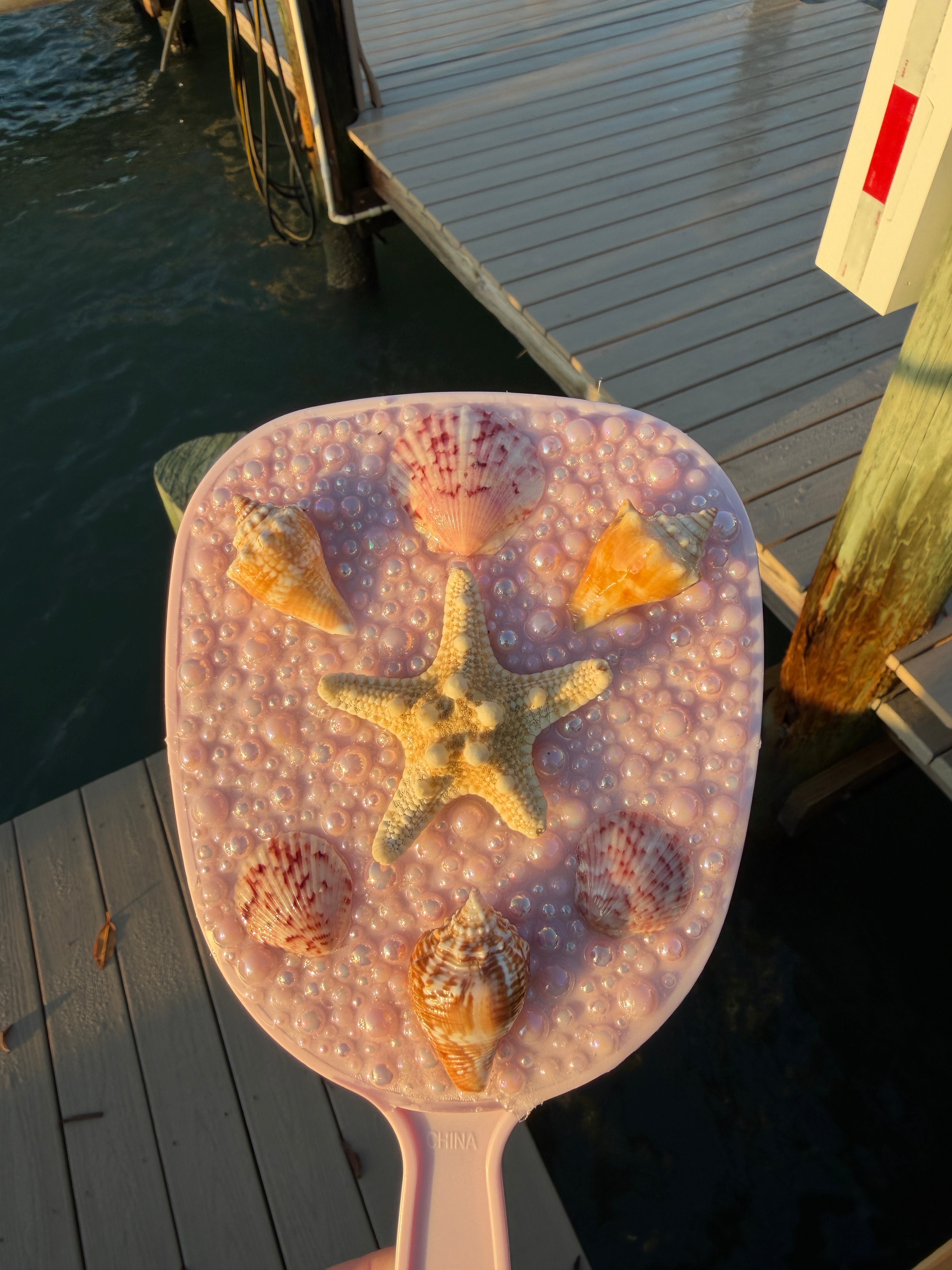 Pink Handheld Shell Mirror